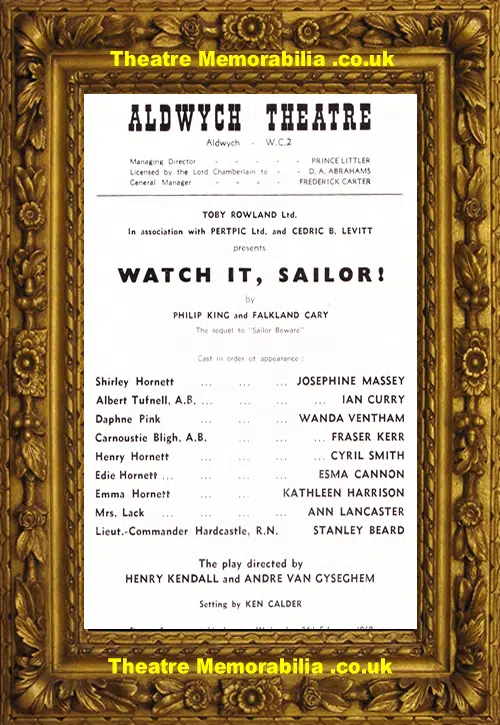 London Aldwych Theatre - Watch It Sailor - 1960 - Ann Lancaster
