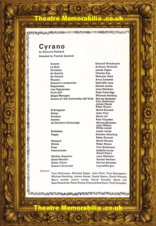 London Cambridge Theatre - Cyrano - 1970 - Edward Woodward