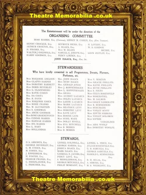 London Coliseum Grand Concert Aid Of Home Jewish Incurables 1914