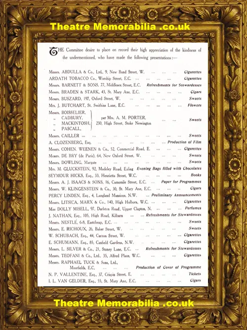 London Coliseum Grand Concert Aid Of Home Jewish Incurables 1914