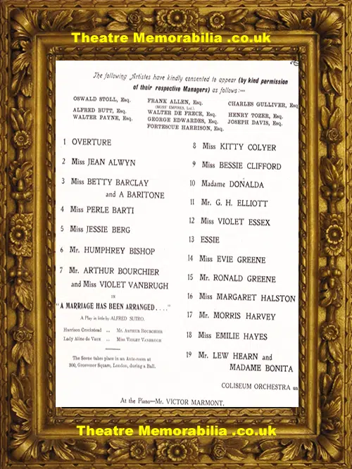 London Coliseum Grand Concert Aid Of Home Jewish Incurables 1914