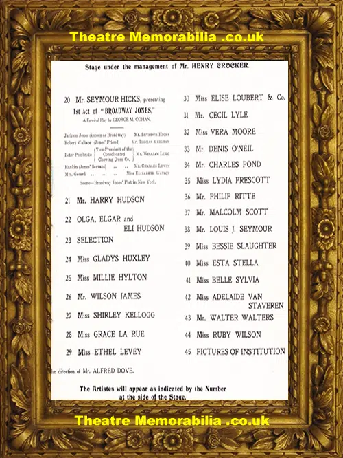 London Coliseum Grand Concert Aid Of Home Jewish Incurables 1914