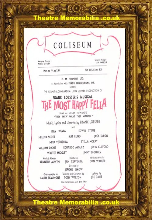 London Coliseum Theatre - The Most Happy Fella - 1960
