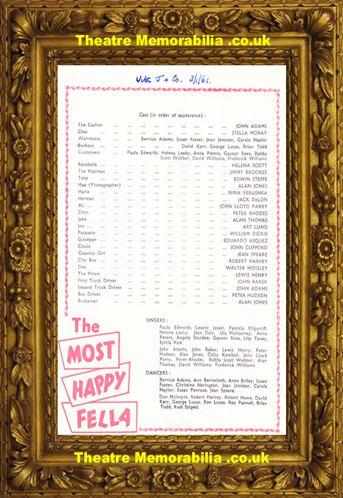 London Coliseum Theatre - The Most Happy Fella - 1960