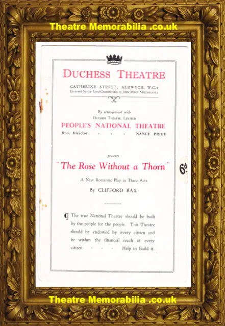 London Duchess Theatre – The Rose Without A Thorn – 1932