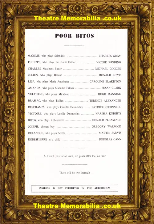 London Duke Of York Theatre - Poor Bitos - 1964 - D Pleasence