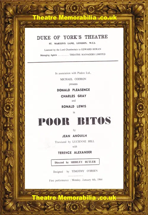 London Duke Of York Theatre - Poor Bitos - 1964 - Pleasence
