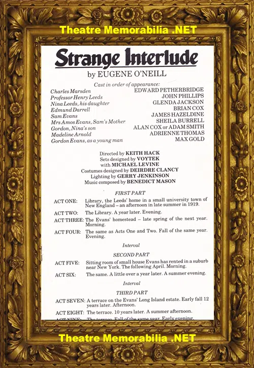 London Duke Of York Theatre - Strange Interlude - 1984 G Jackson