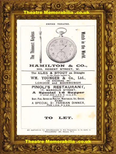 London Empire Theatre – The Milliner Duchess – 1903