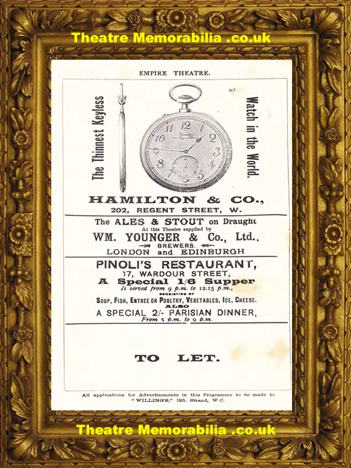 London Empire Theatre - The Milliner Duchess - 1903