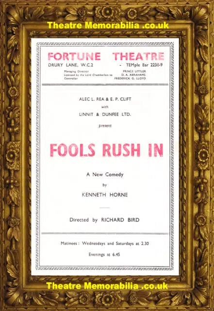London Fortune Theatre – Fools Rush In – 1946