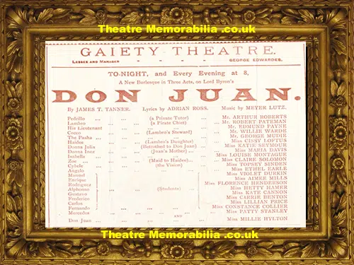 London Gaiety Theatre - Don Juan - 1893