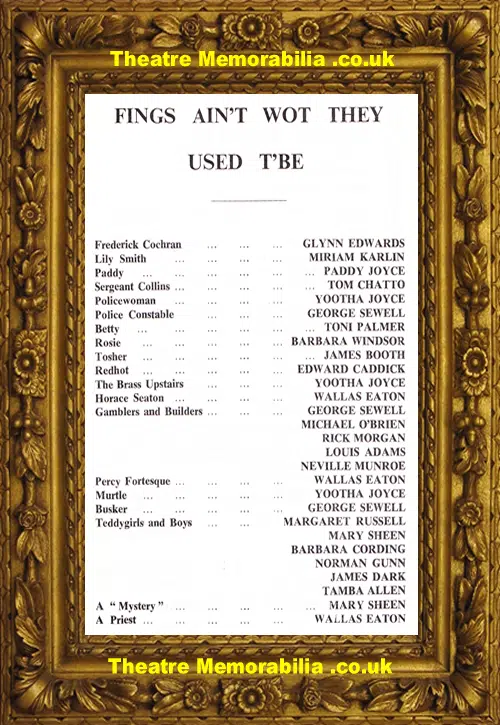 London Garrick Theatre - Fings Ain't Wot They Used To Be - 1960