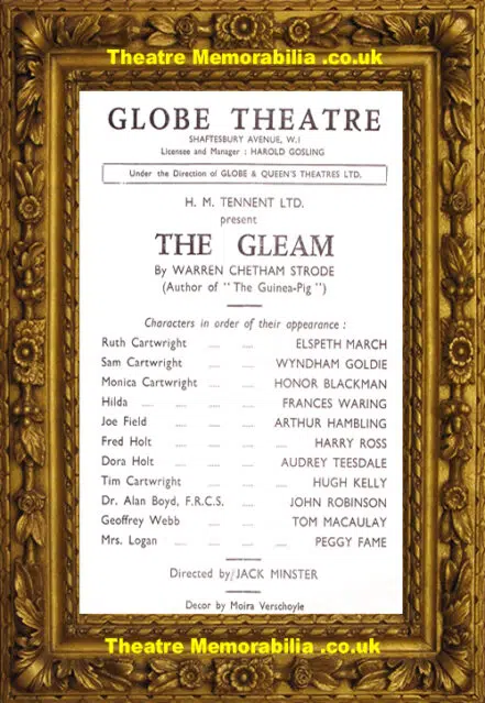 London Globe Theatre – The Gleam – 1946 – Honor Blackman
