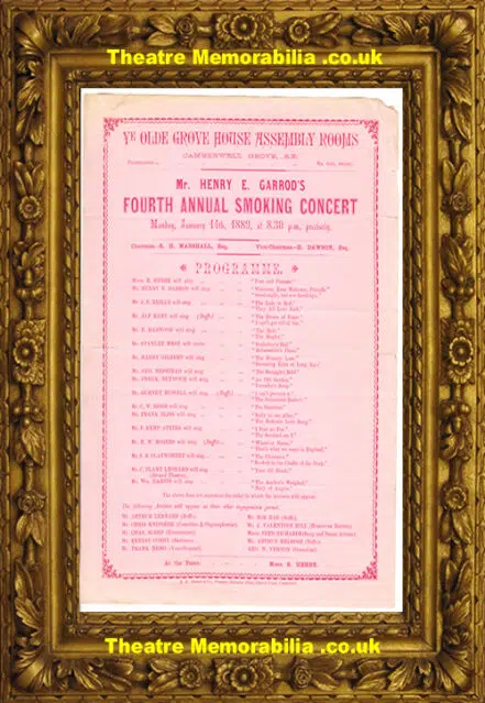 London Grove House Assembly Rooms – Annual Smoking Concert 1889