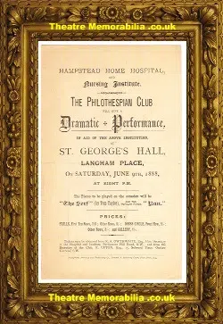 London Hampstead Home Hospital Philothespian Club Theatre – 1888