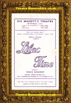 London Her Majesty’s Theatre – Lilac Time – 1949