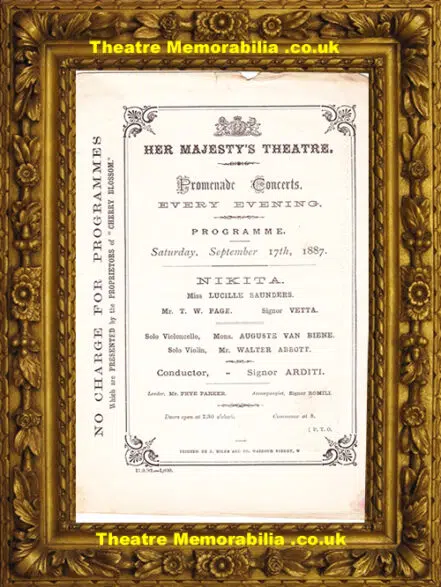 London Her Majesty’s Theatre – Promenade Concert – 1887