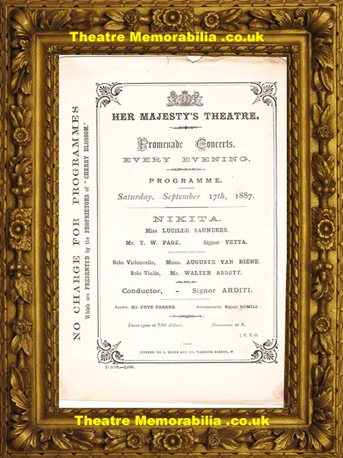 London Her Majesty's Theatre - Promenade Concert - 1887