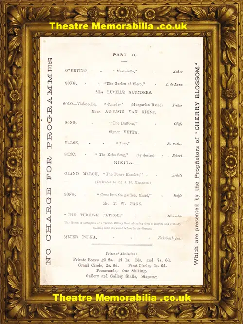London Her Majesty's Theatre - Promenade Concert - 1887