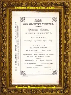 London Her Majesty’s Theatre – Promenade Concert – 1887
