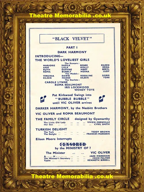London Hippodrome Theatre - Black Velvet - 1939