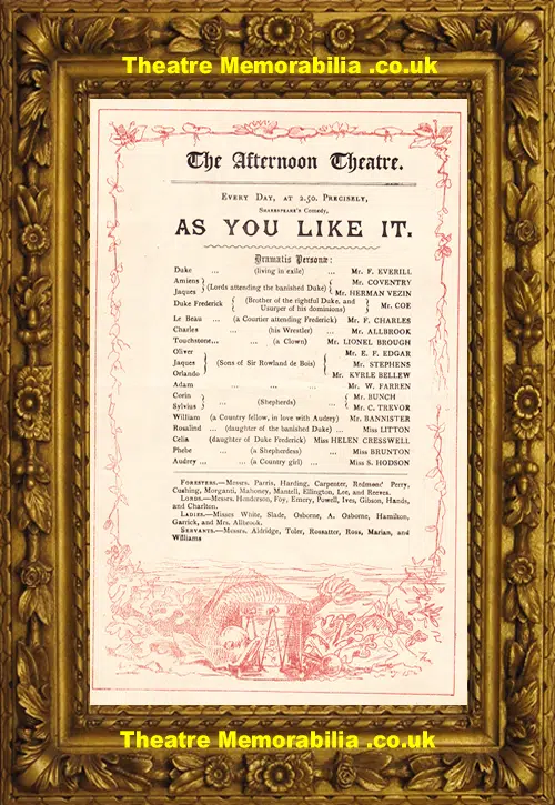 London Imperial Theatre - As You Like It - 1880