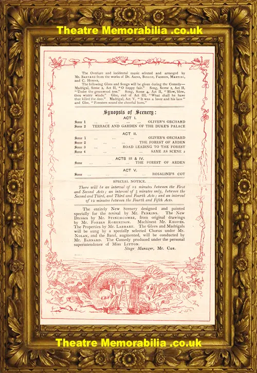London Imperial Theatre - As You Like It - 1880