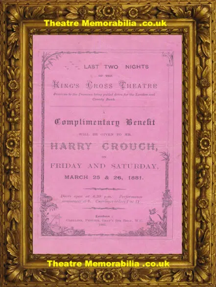 London Kings Cross Theatre – Kind To A Fault – 1881