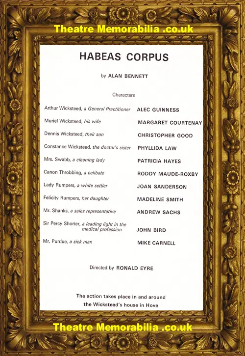 London Lyric Theatre - Habeas Corpus - 1973 - Alec Guinness