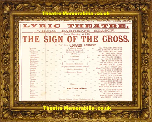 London Lyric Theatre - The Sign Of The Cross - 1896 - OLD