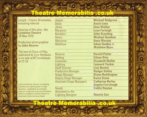 London Lyttelton Theatre - Close Of Play - 1979 Michael Redgrave