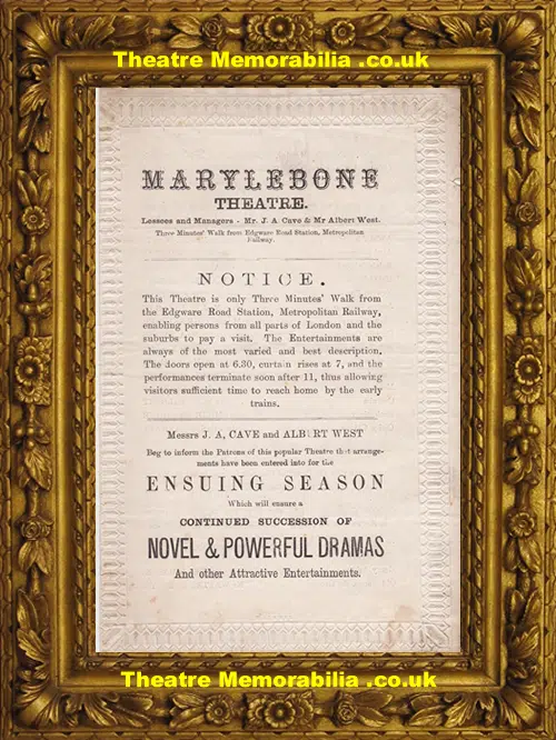 London Marylebone Theatre - Ashore And Afloat - 1877
