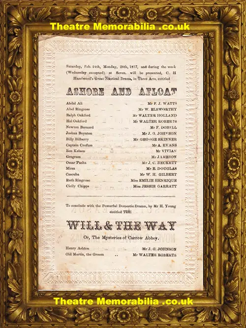 London Marylebone Theatre - Ashore And Afloat - 1877