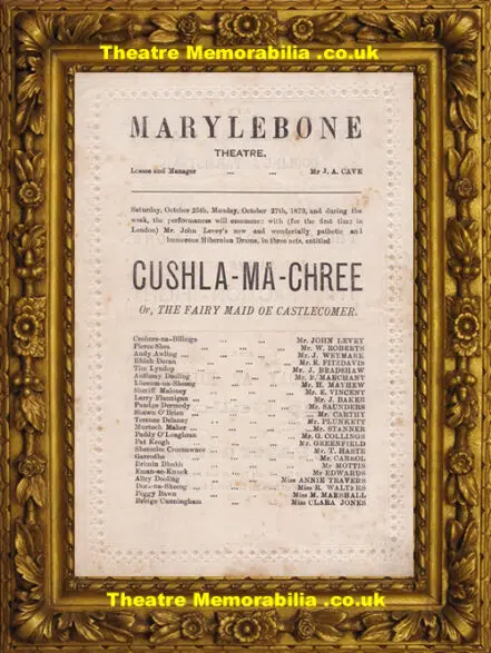 London Marylebone Theatre – Cushla Ma Chree + Vidocqi – 1873