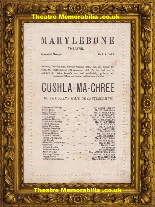 London Marylebone Theatre - Cushla Ma Chree + Vidocqi - 1873