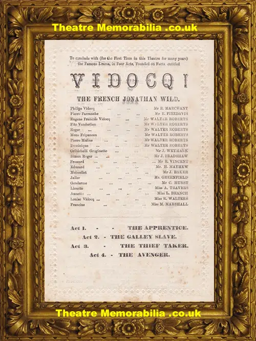 London Marylebone Theatre - Cushla Ma Chree + Vidocqi - 1873