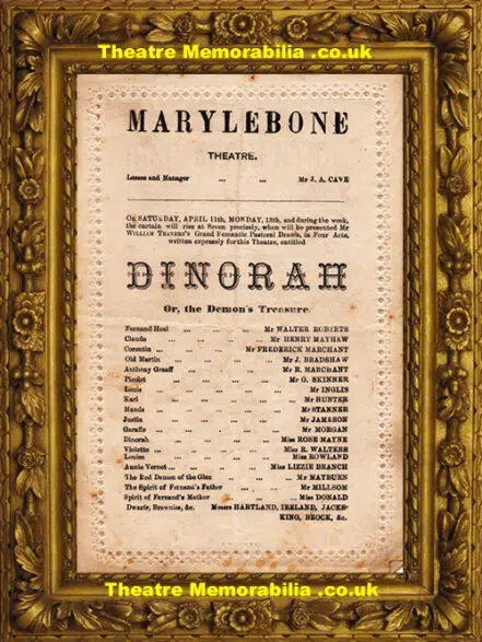 London Marylebone Theatre – Dinorah – Idle Apprentice – 1874