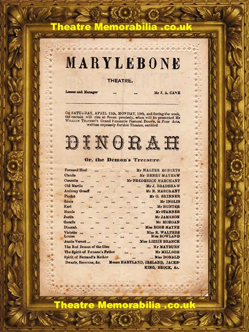 London Marylebone Theatre - Dinorah - Idle Apprentice - 1874
