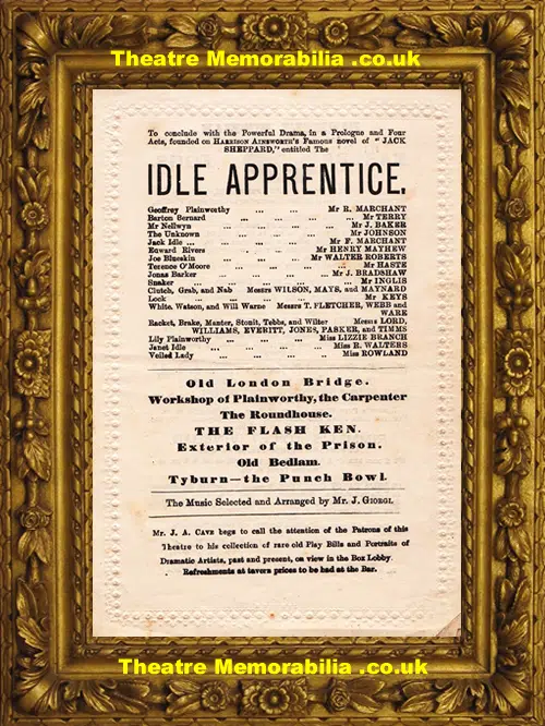 London Marylebone Theatre - Dinorah - Idle Apprentice - 1874