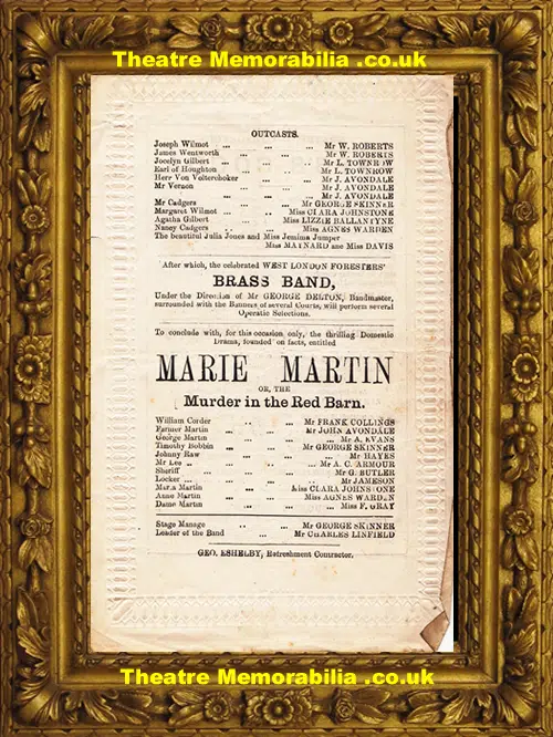 London Marylebone Theatre - Henry Dunbar Murder In the Barn 1877
