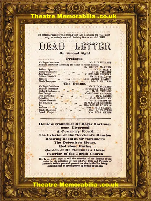 London Marylebone Theatre - Walter Roberts Benefit - 1874