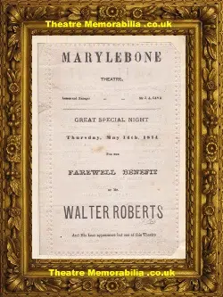 London Marylebone Theatre – Walter Roberts Benefit – 1874