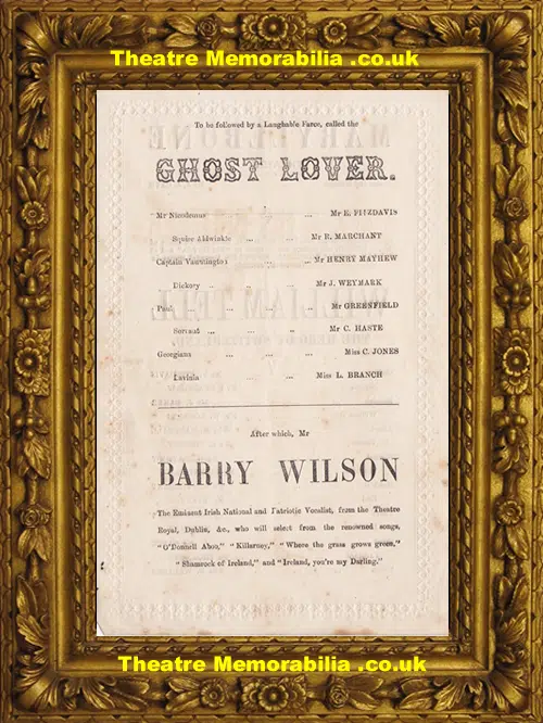 London Marylebone Theatre - William Tell + Ghost Lover - 1873