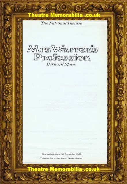 London National Theatre – Mrs Warren’s Profession – 1970