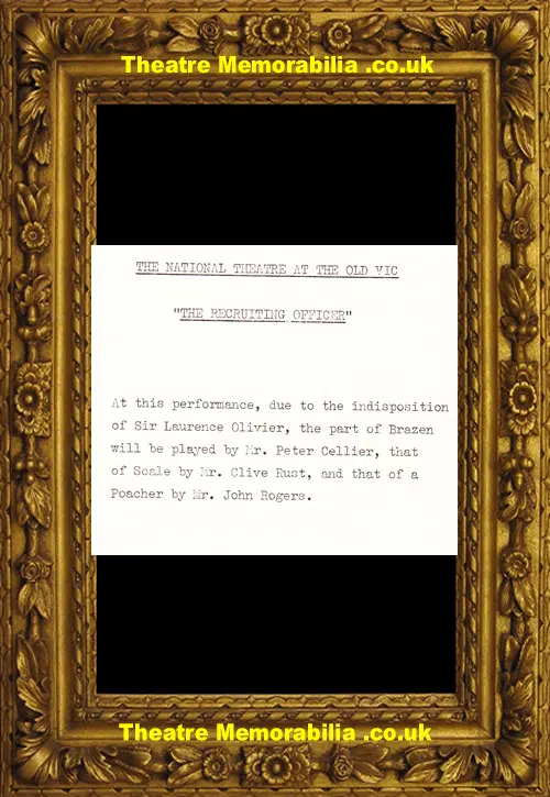 London National Theatre - The Recruiting Officer - 1963