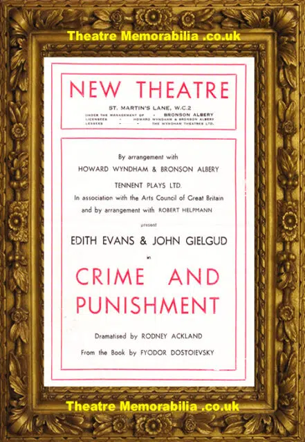 London New Theatre – Crime And Punishment – 1946 Signed Gielgud