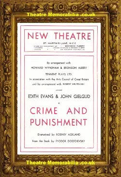 London New Theatre – Crime And Punishment – 1946 Signed Gielgud