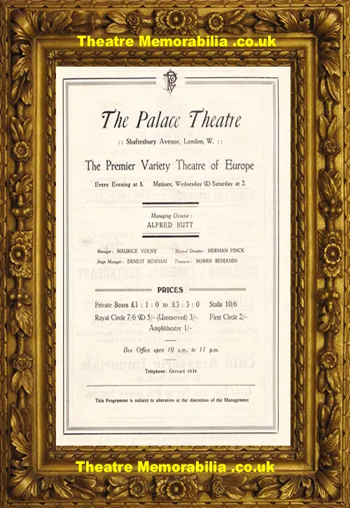 London Palace Theatre - Passing Show Of 1915