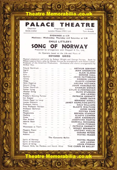 London Palace Theatre - Song Of Norway - 1946
